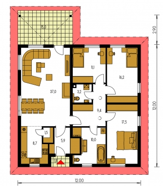 Grundriss des Erdgeschosses - BUNGALOW 185